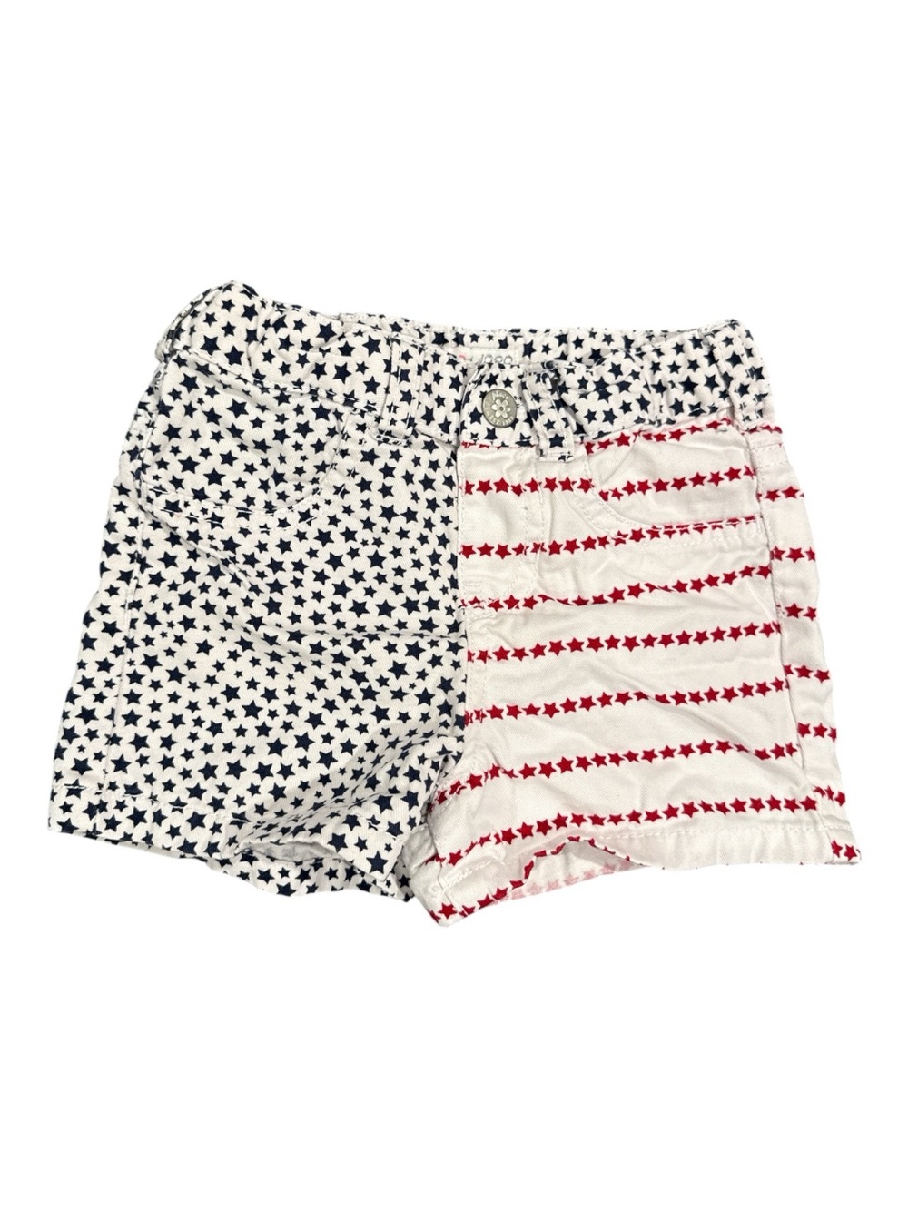 The Children's Place Girls Red White & Blue Jean Shorts Adjustable Waist Size 3T